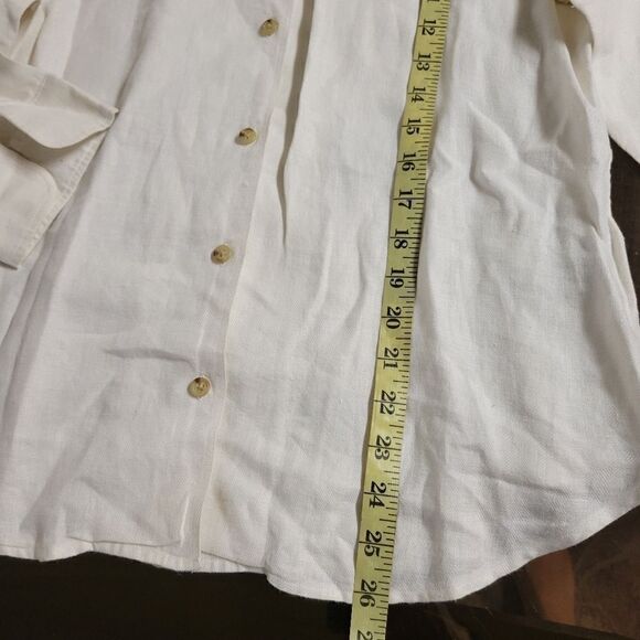 Lauren Ralph Lauren Womens Button Down Collared Linen Tan Size L - Picture 8 of 8
